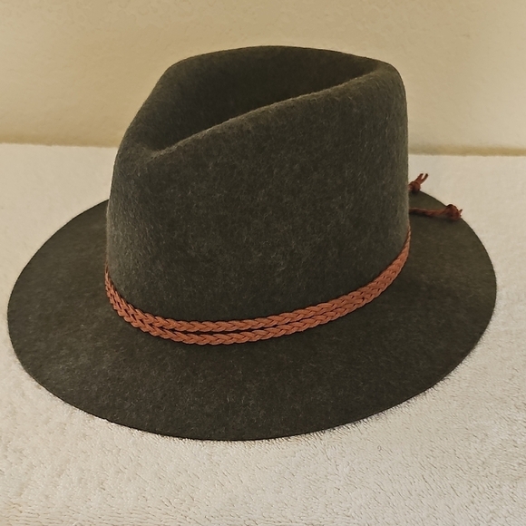 NWT Treasure & Bond Double -Braid Wool Felt Fedora Adjustable Hat Olive - Picture 7 of 16